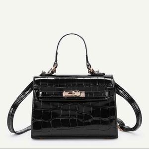 black croc mini handbag